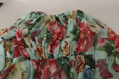 Vestido cruzado midi de seda con estampado floral de Dolce &amp; Gabbana