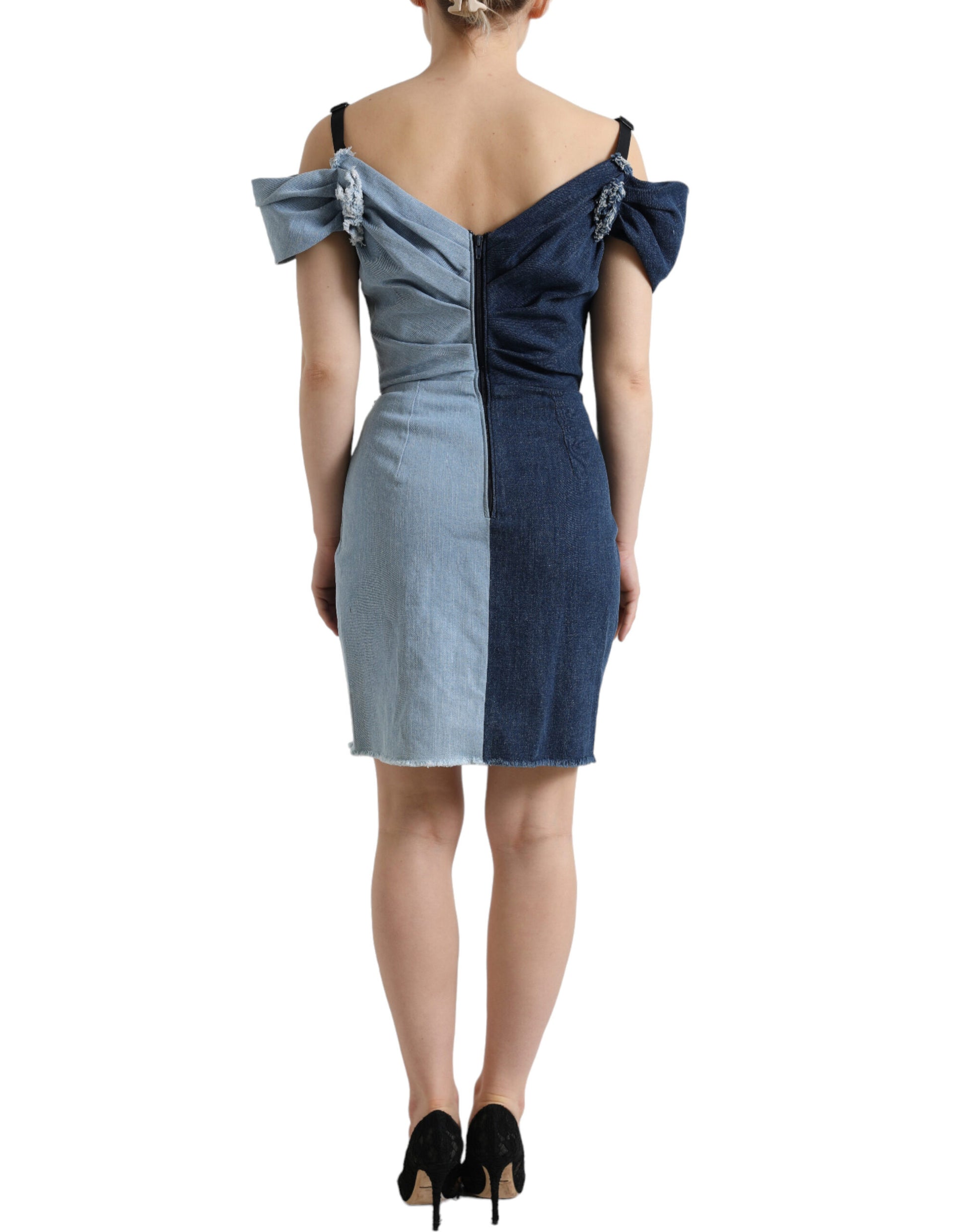Vestido elegante de dos tonos en azul de Dolce &amp; Gabbana