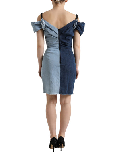 Vestido elegante de dos tonos en azul de Dolce &amp; Gabbana