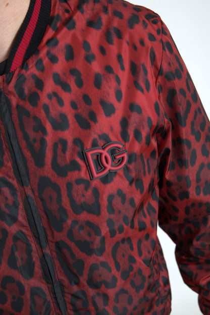 Cazadora bomber con estampado de leopardo rojo de Dolce &amp; Gabbana