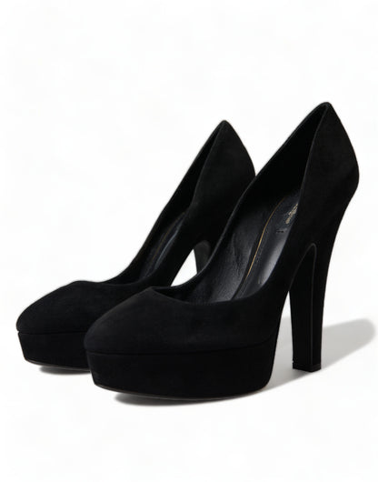 Dolce & Gabbana Black Suede Heeled Pumps Sophistication