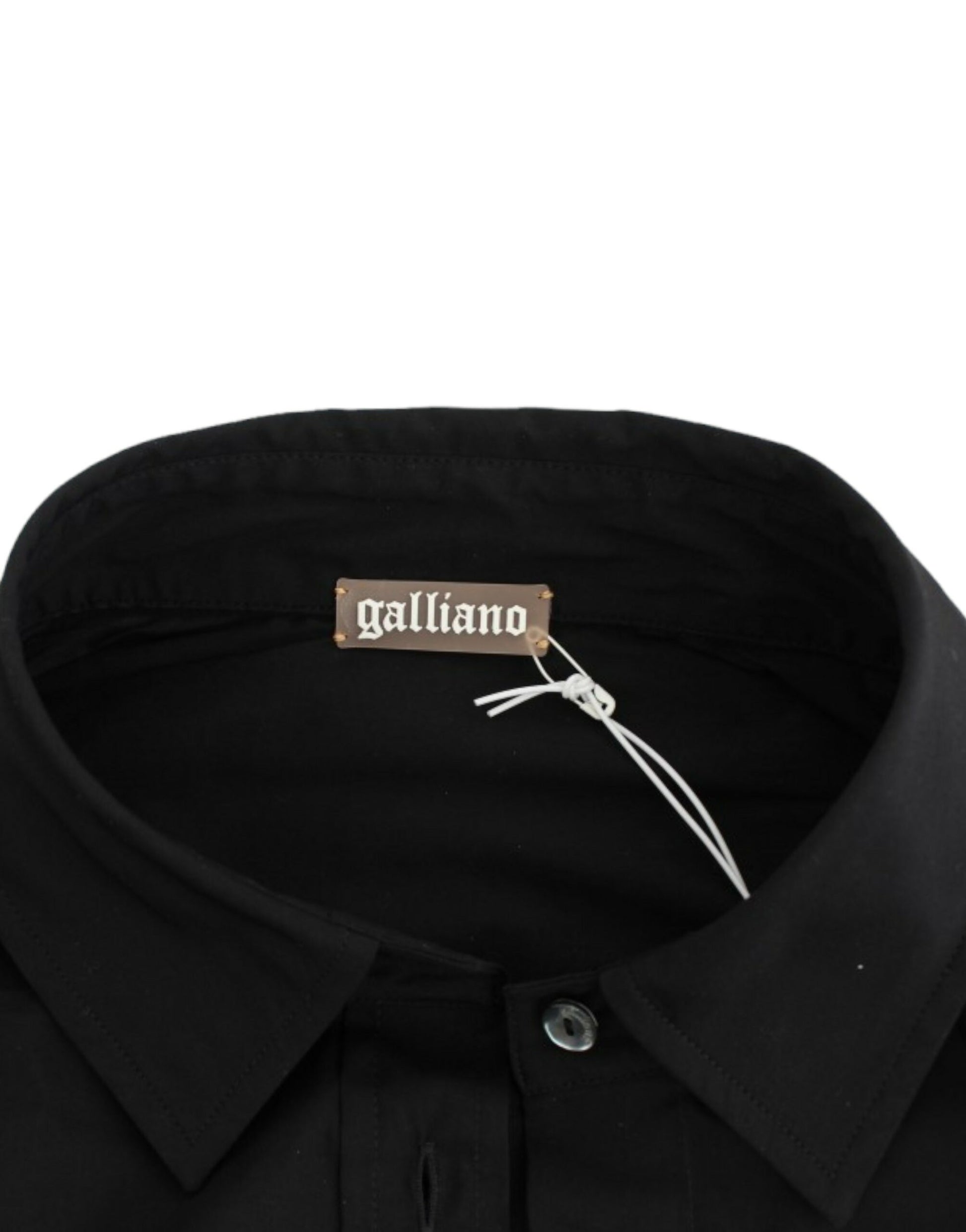 Blusa elegante de algodón elástico de manga corta en color negro de John Galliano