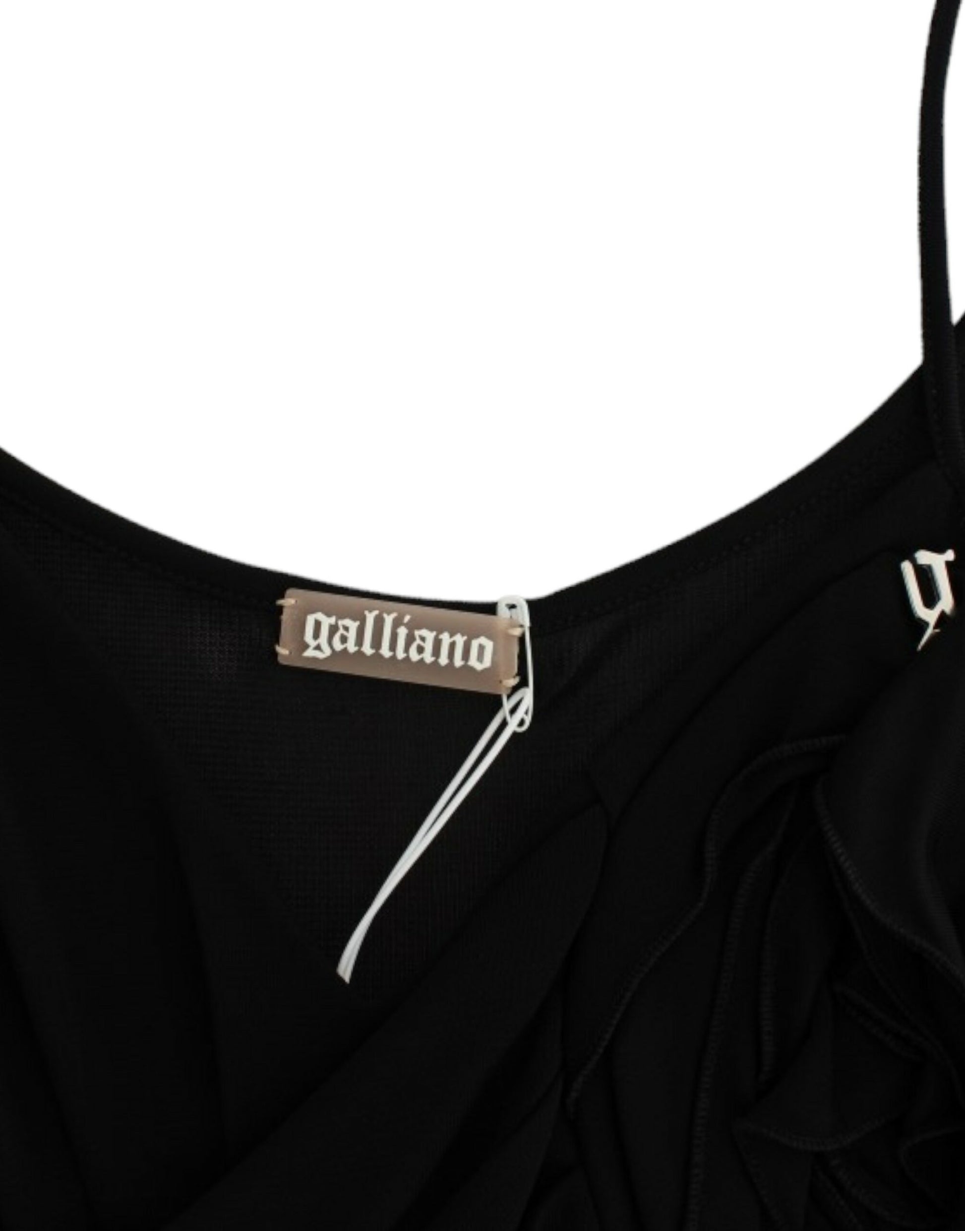 Vestido elegante de jersey negro hasta la rodilla de John Galliano