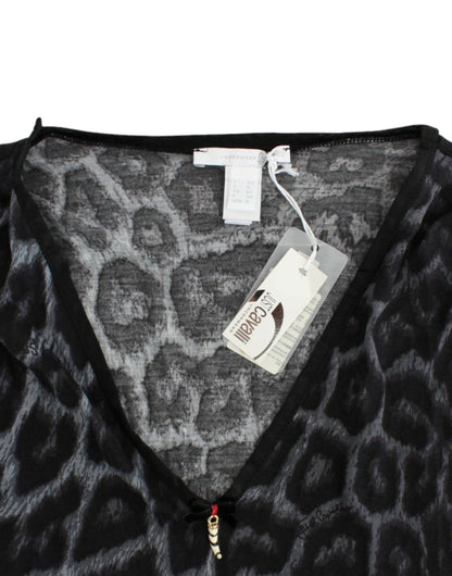 Blusa de modal con escote en V y estampado de leopardo sensual de Cavalli