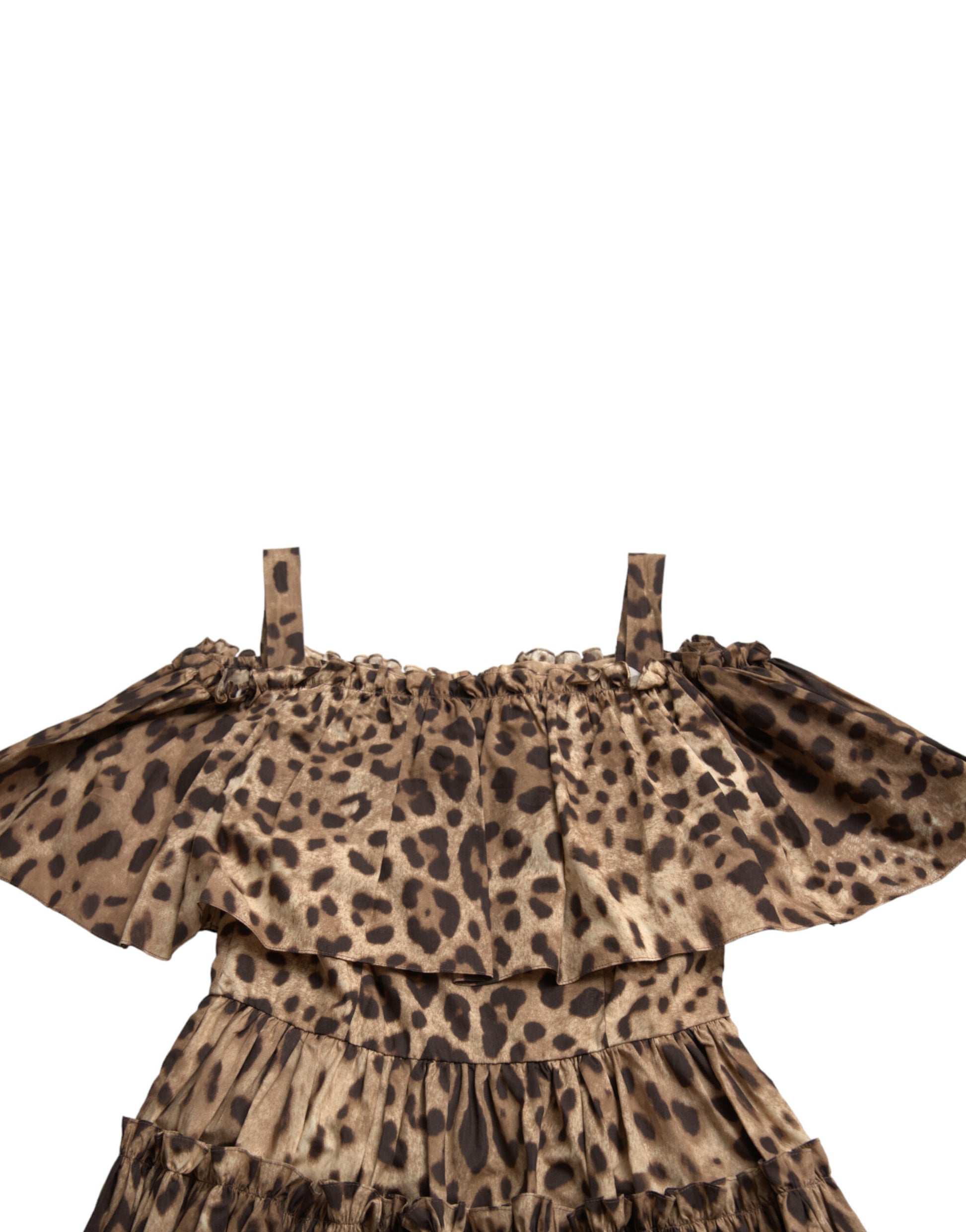 Vestido de algodón con corte en A y estampado de leopardo de Dolce &amp; Gabbana