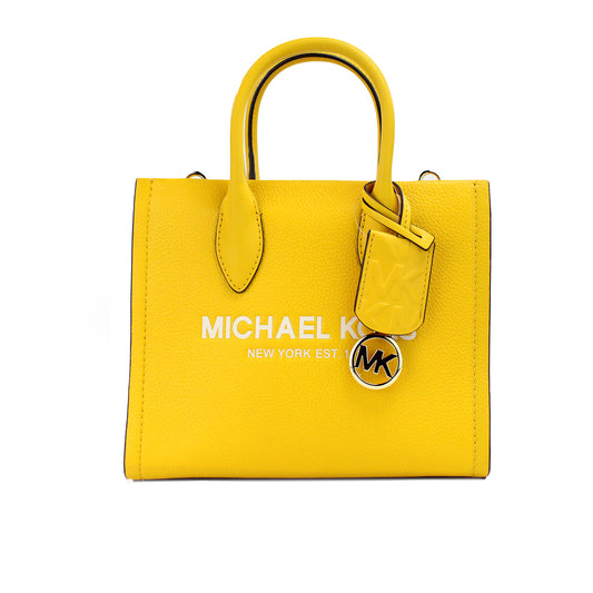 Bolso tote tipo shopper de piel con cremallera en la parte superior Mirella Small de Michael Kors en amarillo jazmín