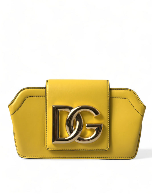 Estuche para gafas de cuero amarillo exquisito de Dolce &amp; Gabbana