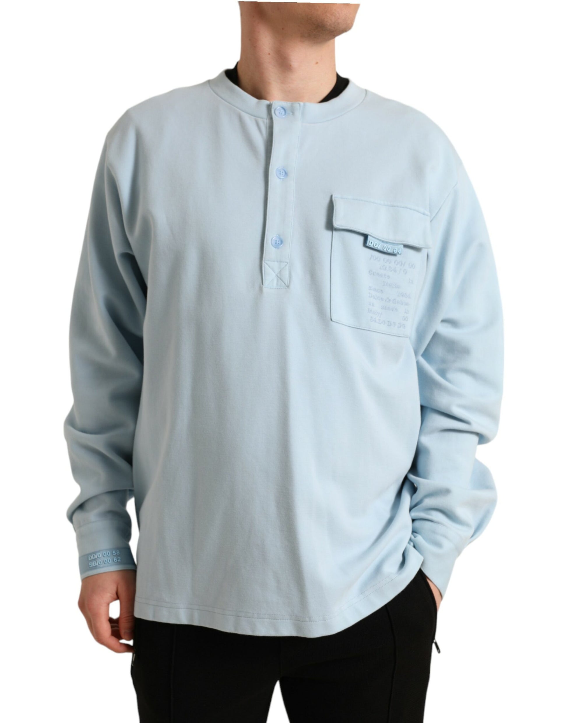 Dolce & Gabbana Elegant Light Blue Cotton Blend Crew Neck Sweater