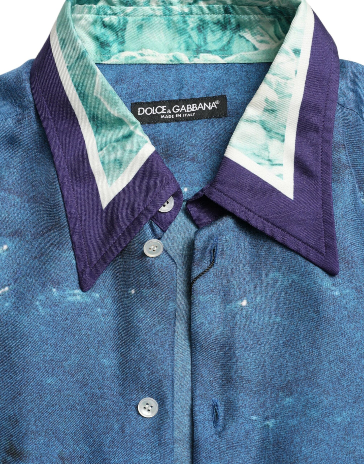 Camisa de seda con estampado elegante de océano de Dolce &amp; Gabbana