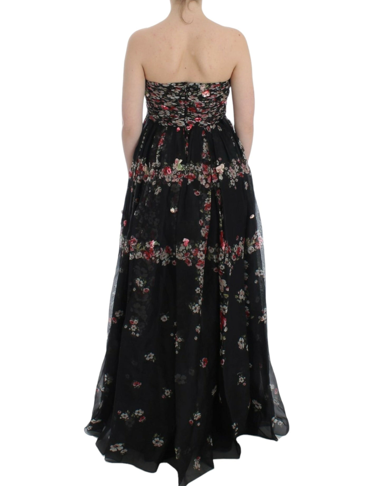 Dolce & Gabbana Elegant Strapless Silk Maxi Dress