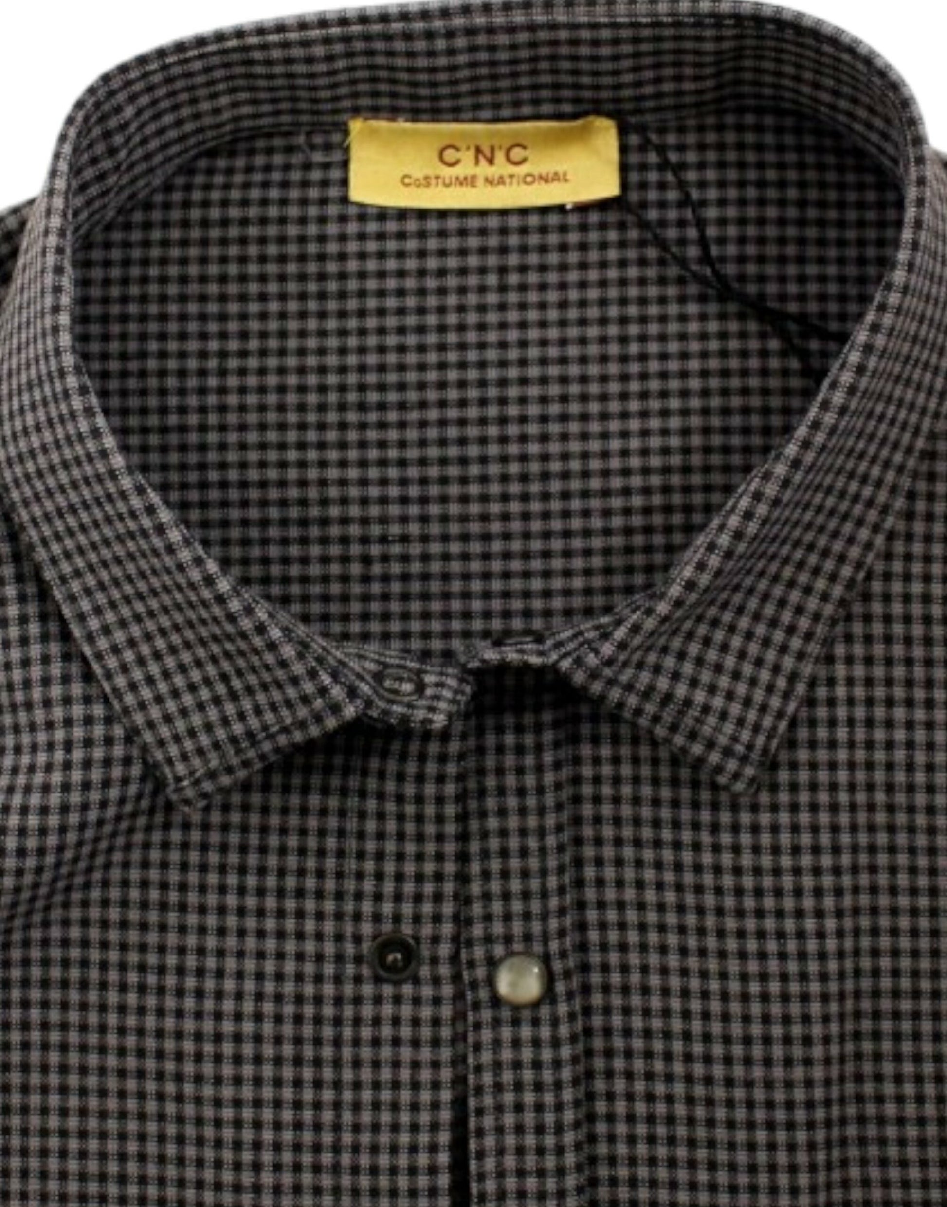 Camisa informal de lino a cuadros gris elegante de estilo nacional