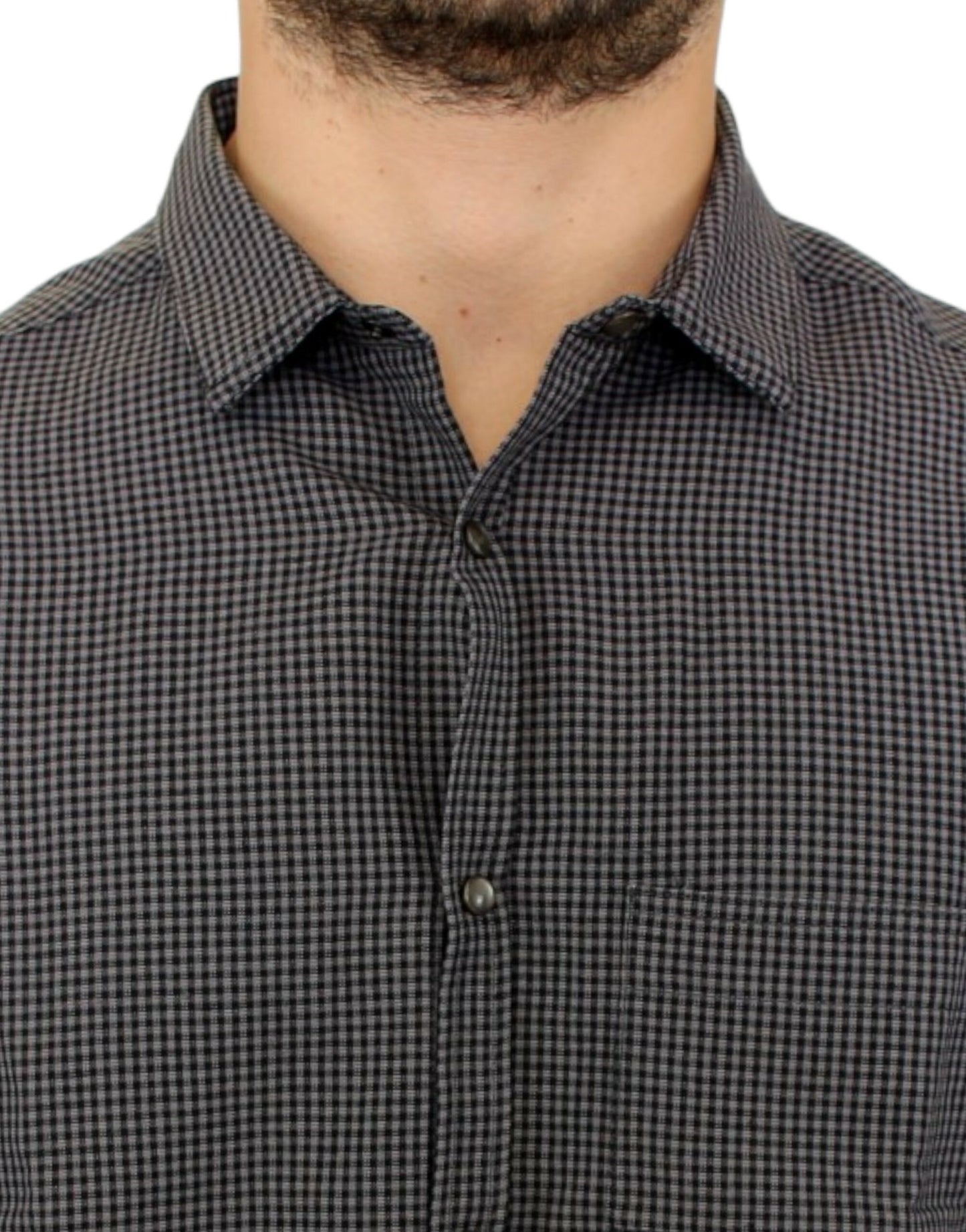 Camisa informal de lino a cuadros gris elegante de estilo nacional