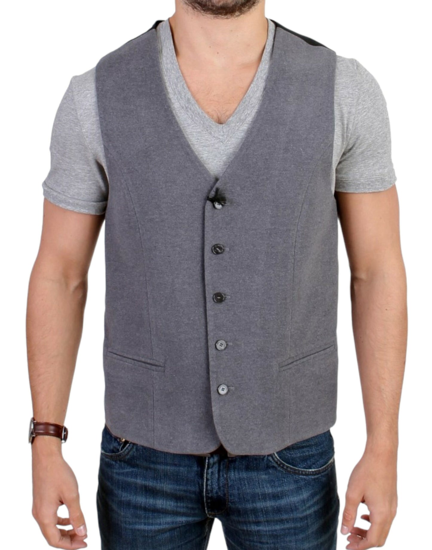 Traje nacional elegante chaleco gris casual