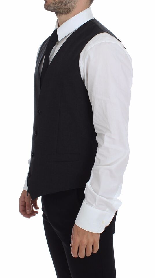 Dolce & Gabbana Sleek Gray Wool Dress Vest