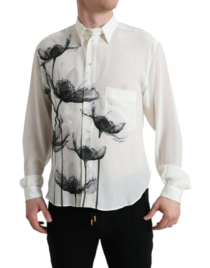 Camisa elegante de seda con estampado floral de Dolce &amp; Gabbana