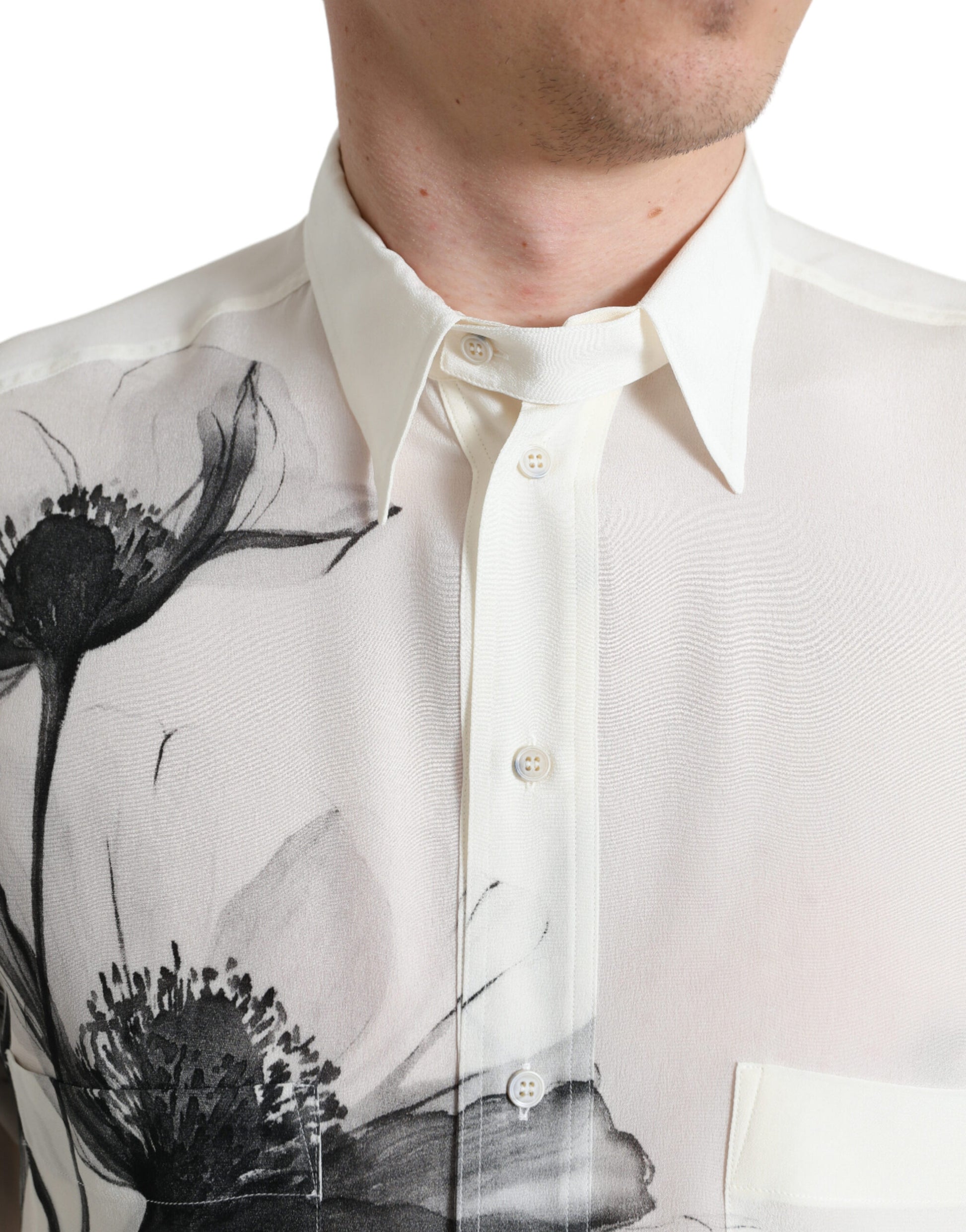 Camisa elegante de seda con estampado floral de Dolce &amp; Gabbana