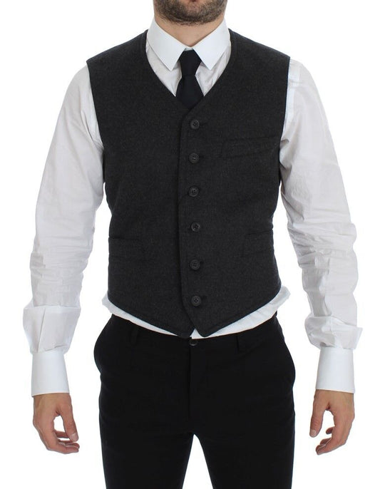 Dolce & Gabbana Elegant Gray Wool Blend Dress Vest