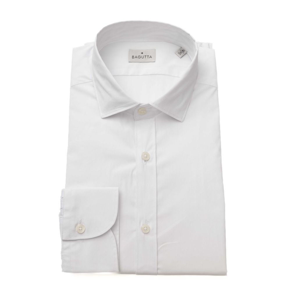 Camisa de algodón blanca para hombre Bagutta