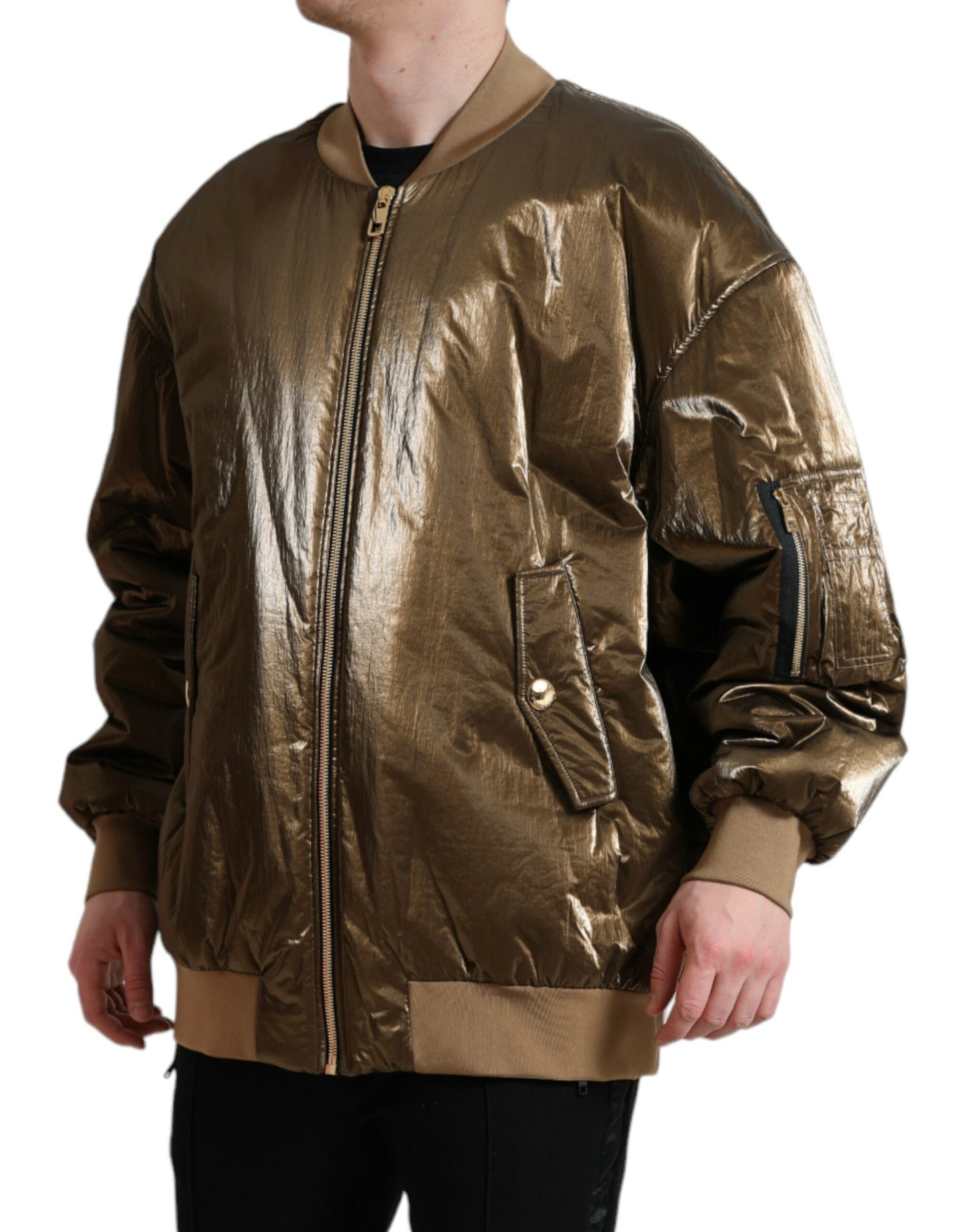 Elegante cazadora bomber color bronce de Dolce &amp; Gabbana