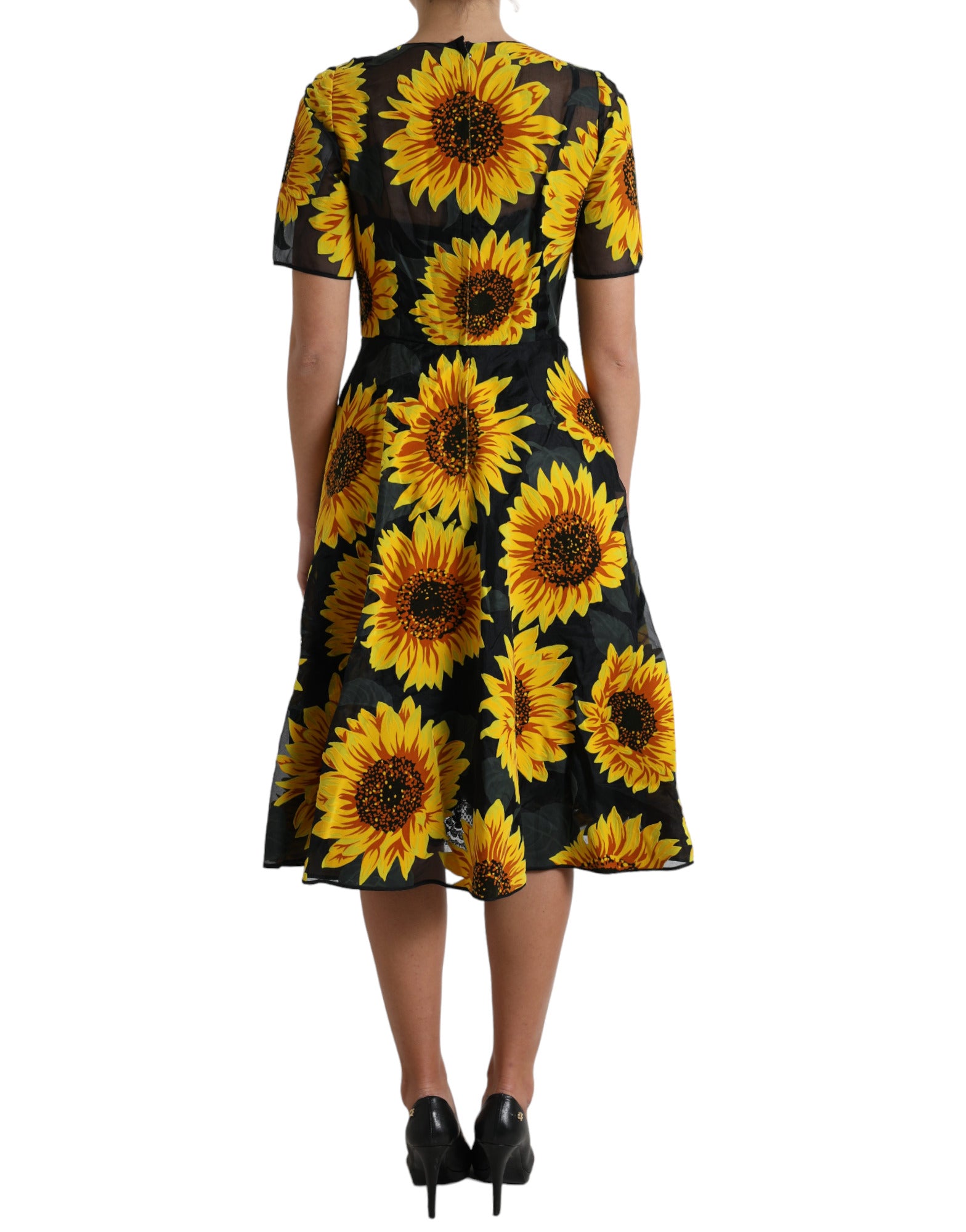 Vestido midi veraniego con estampado de girasoles de Dolce &amp; Gabbana