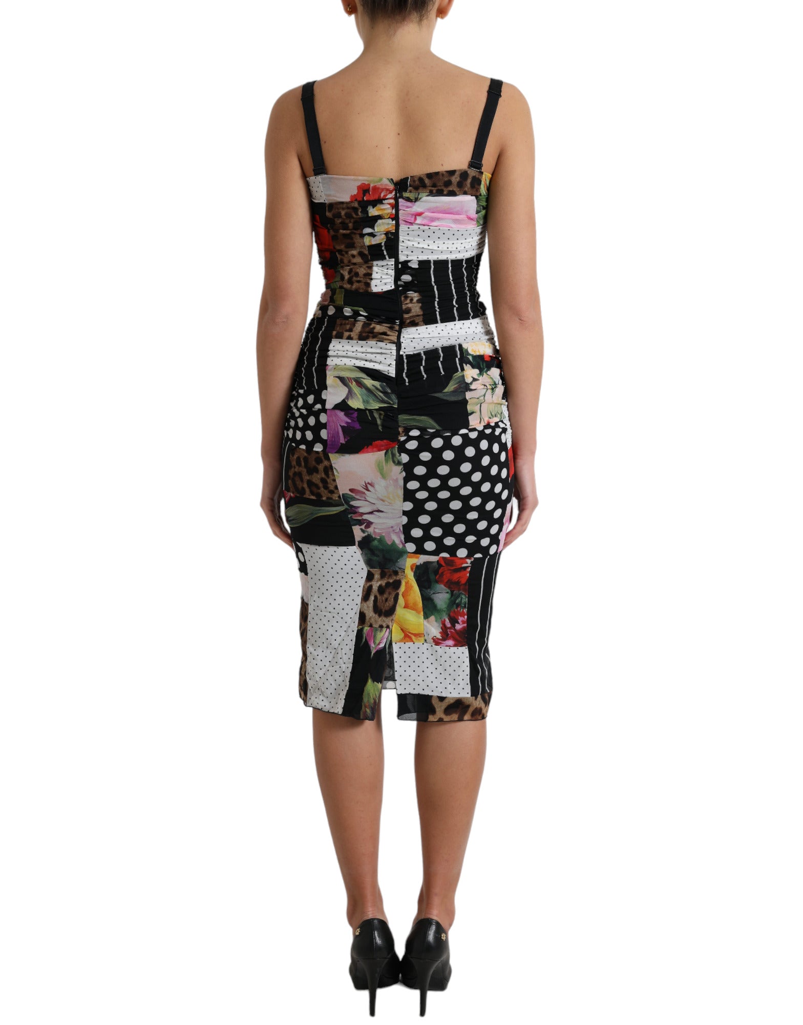 Vestido midi elegante de seda con patchwork de Dolce &amp; Gabbana