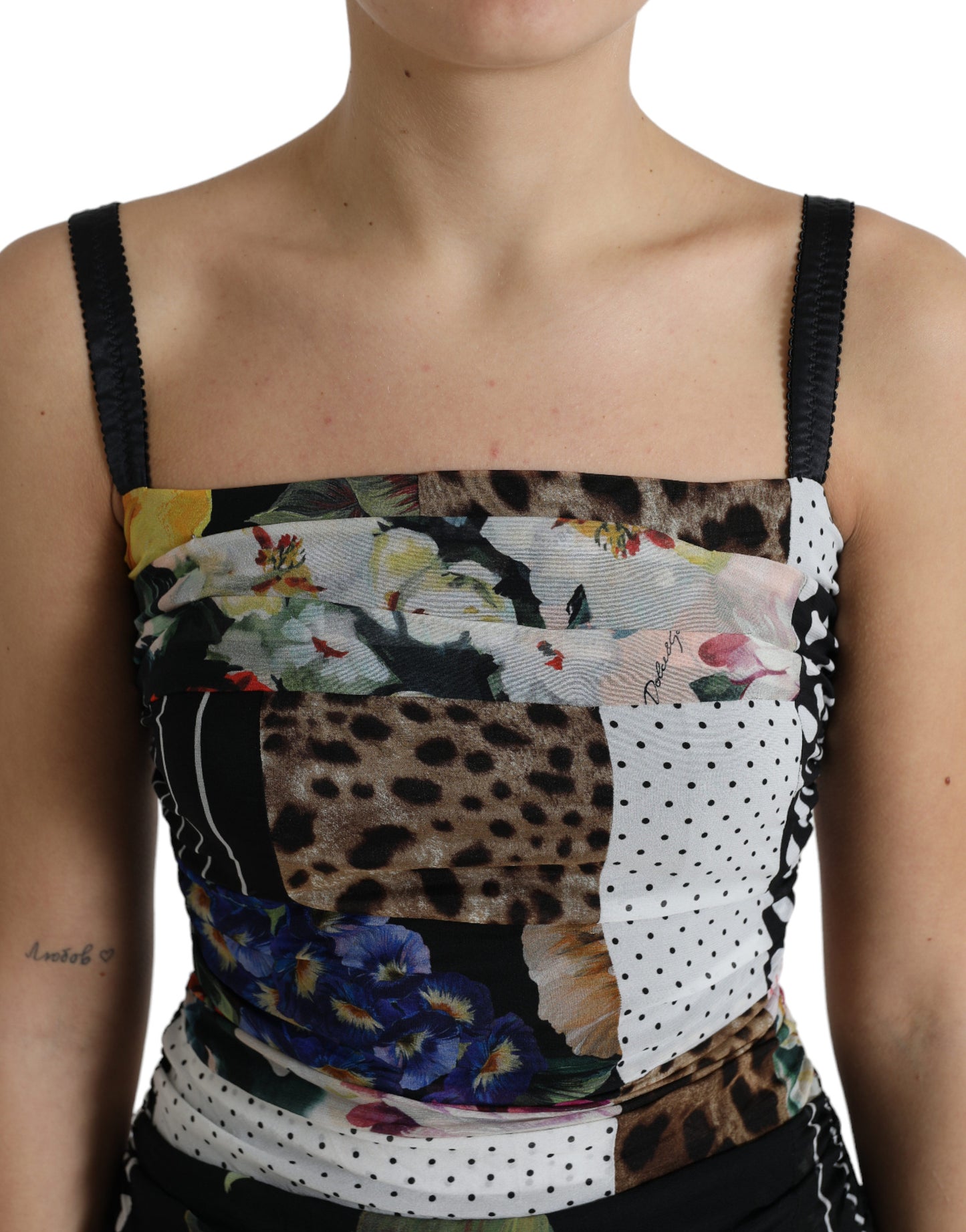 Vestido midi elegante de seda con patchwork de Dolce &amp; Gabbana