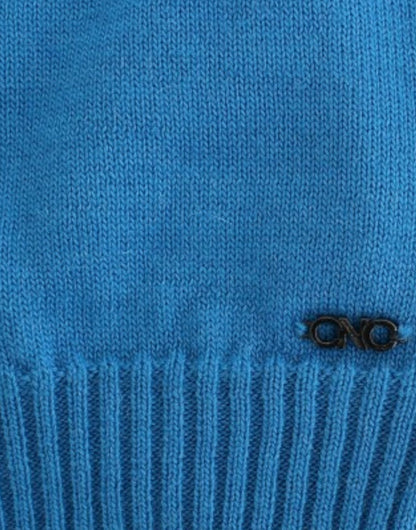 Costume National Cozy Scoop Neck Blue Knit Sweater