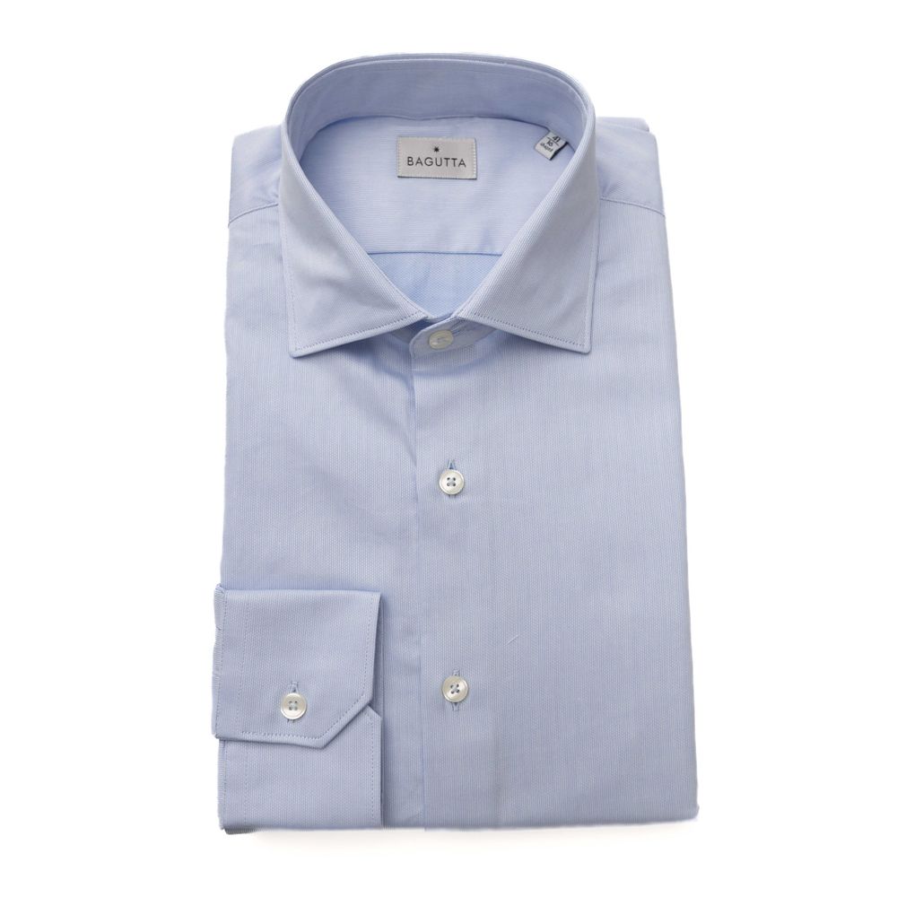 Camisa Bagutta de algodón azul claro para hombre