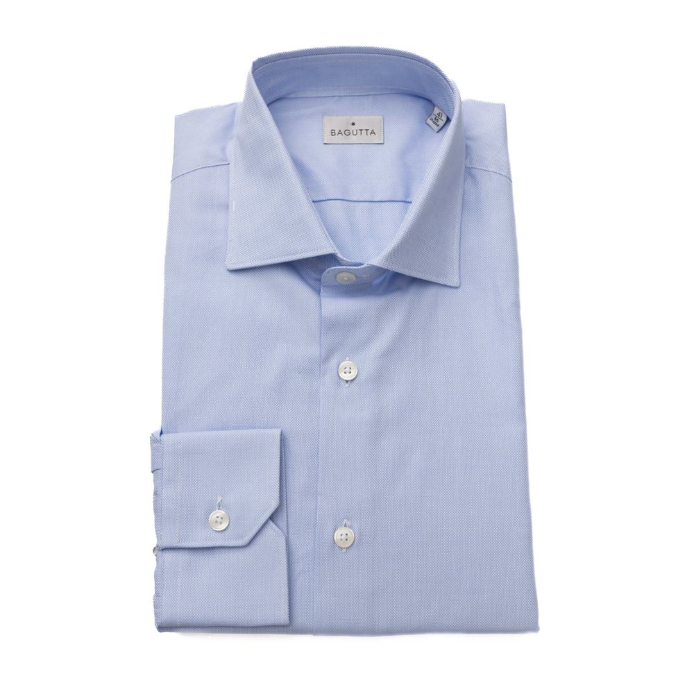 Camisa Bagutta de algodón azul claro para hombre
