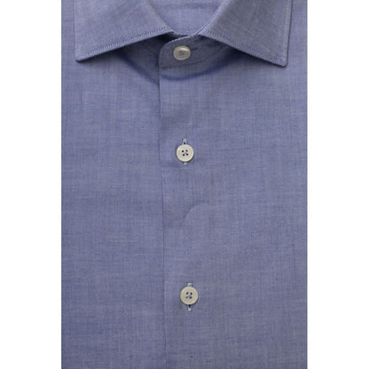 Camisa Bagutta de algodón azul claro para hombre