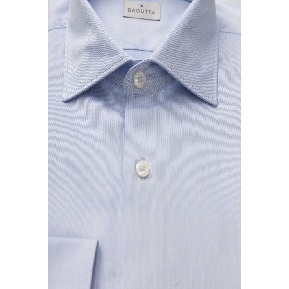 Camisa Bagutta de algodón azul claro para hombre