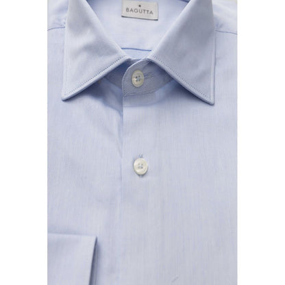 Camisa Bagutta de algodón azul claro para hombre