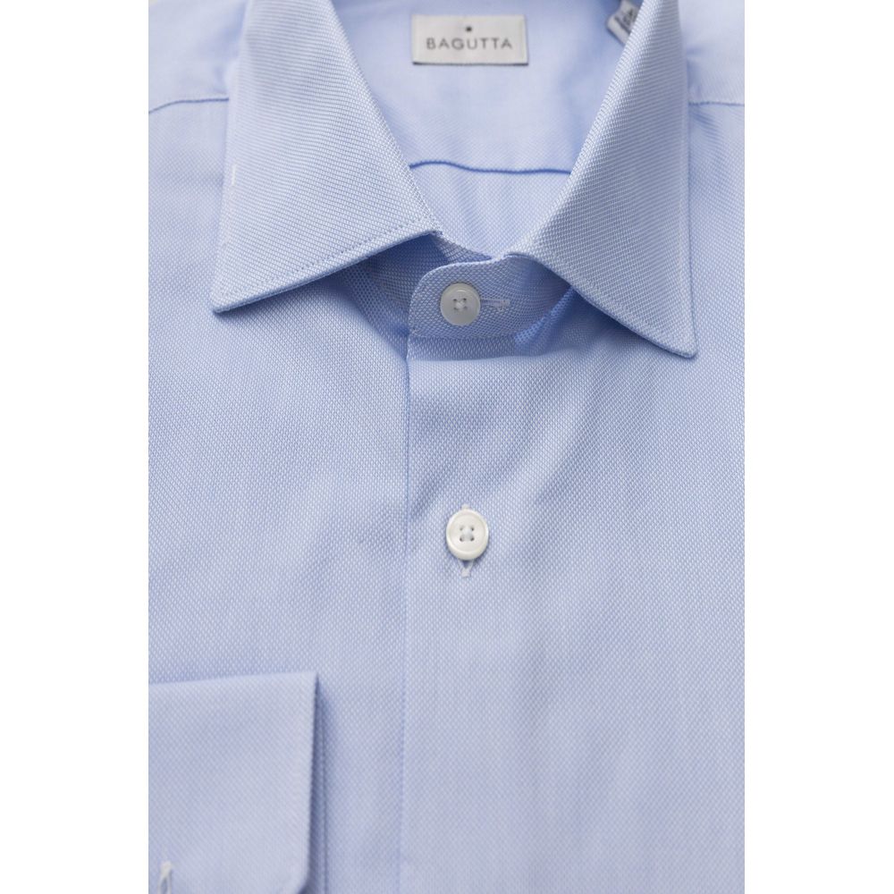 Camisa Bagutta de algodón azul claro para hombre