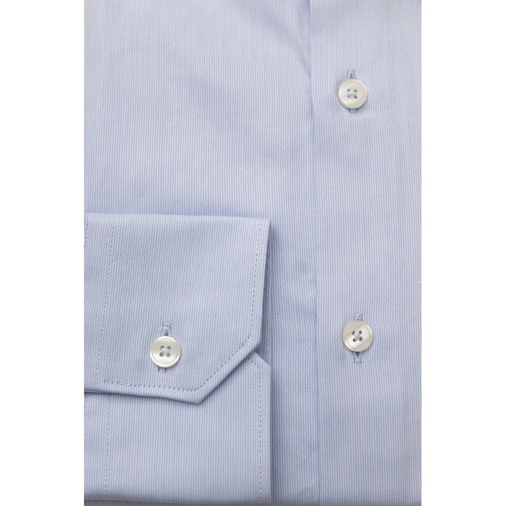 Camisa Bagutta de algodón azul claro para hombre