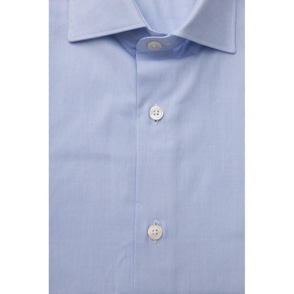 Camisa Bagutta de algodón azul claro para hombre