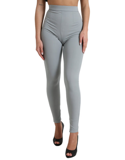 Leggings elegantes de cintura alta en color gris de Dolce &amp; Gabbana