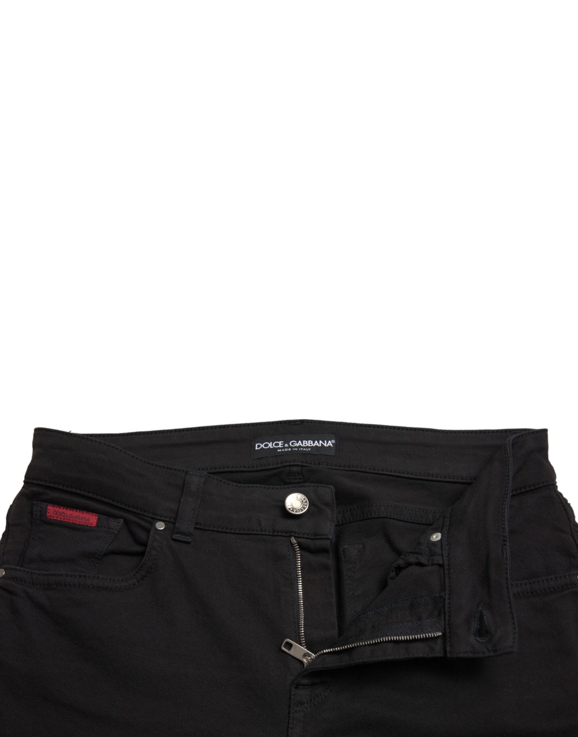 Dolce & Gabbana Elegant Mid Waist Black Skinny Jeans