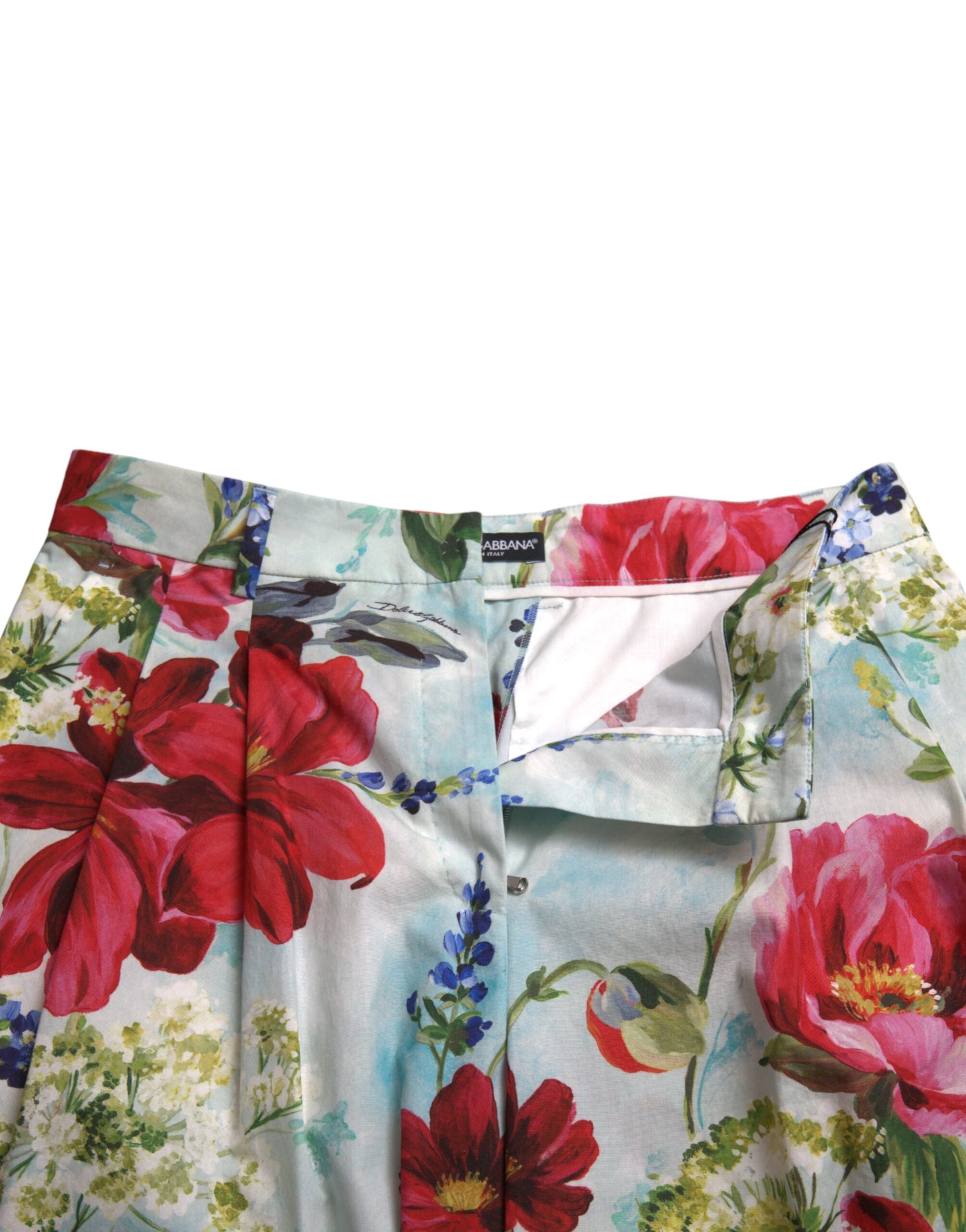 Pantalones de cintura alta y pierna ancha con estampado floral de Dolce &amp; Gabbana