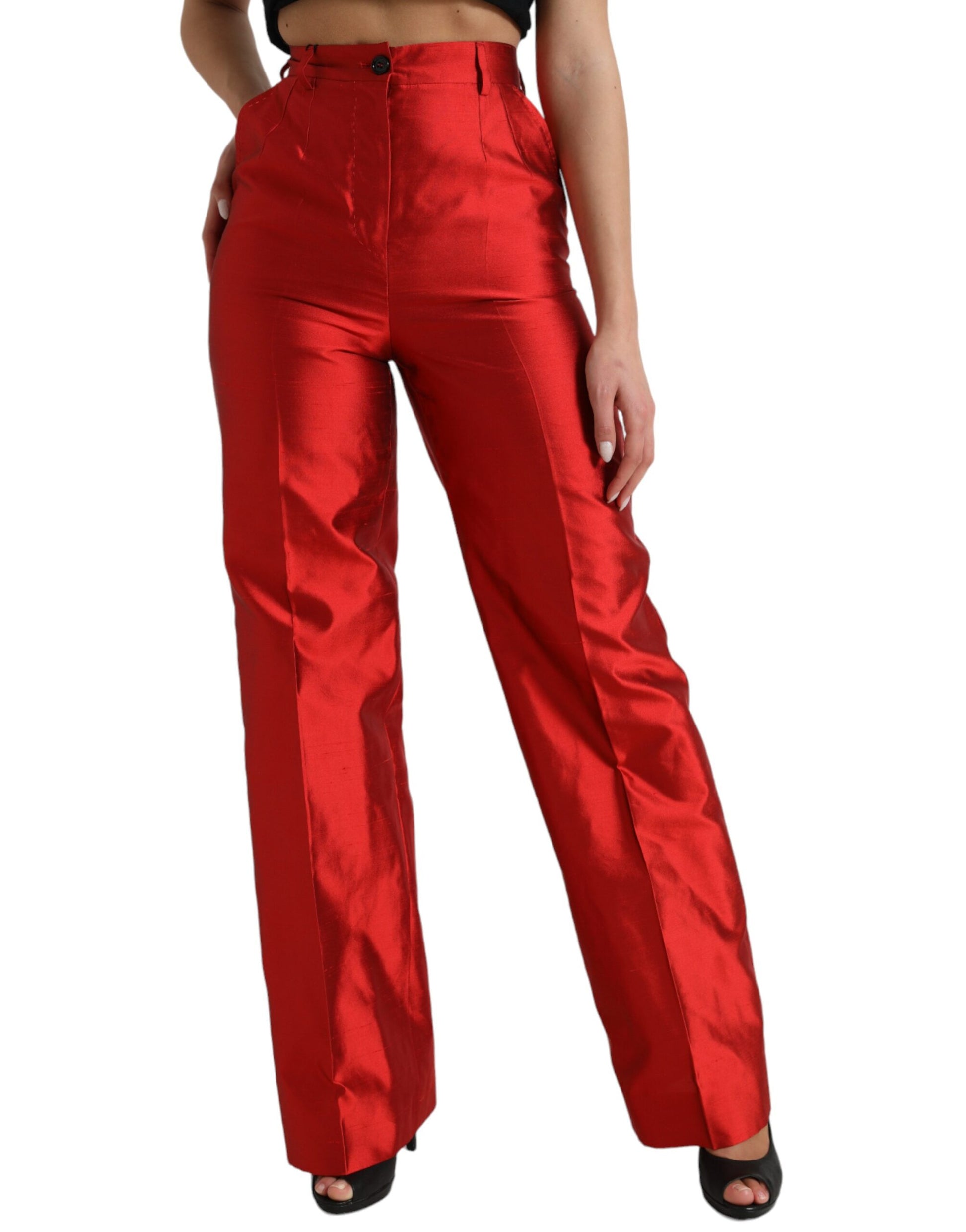 Dolce & Gabbana Elegant High Waist Wide Leg Silk Pants