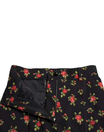 Pantalones elegantes de talle alto con diseño floral y corte cónico de Dolce &amp; Gabbana