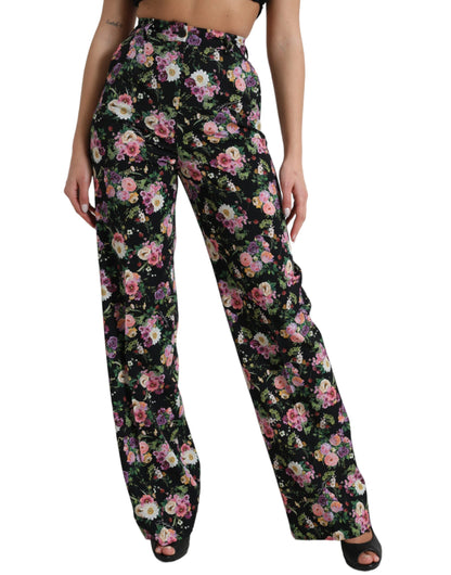 Pantalones de cintura alta y pierna ancha con estampado floral de Dolce &amp; Gabbana