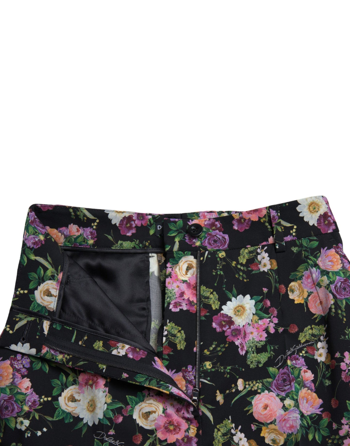 Pantalones de cintura alta y pierna ancha con estampado floral de Dolce &amp; Gabbana