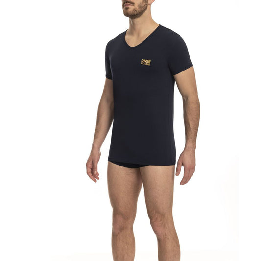 Camiseta de algodón azul para hombre Cavalli Class