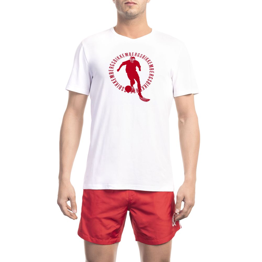 Camiseta de algodón blanca para hombre de Bikkembergs