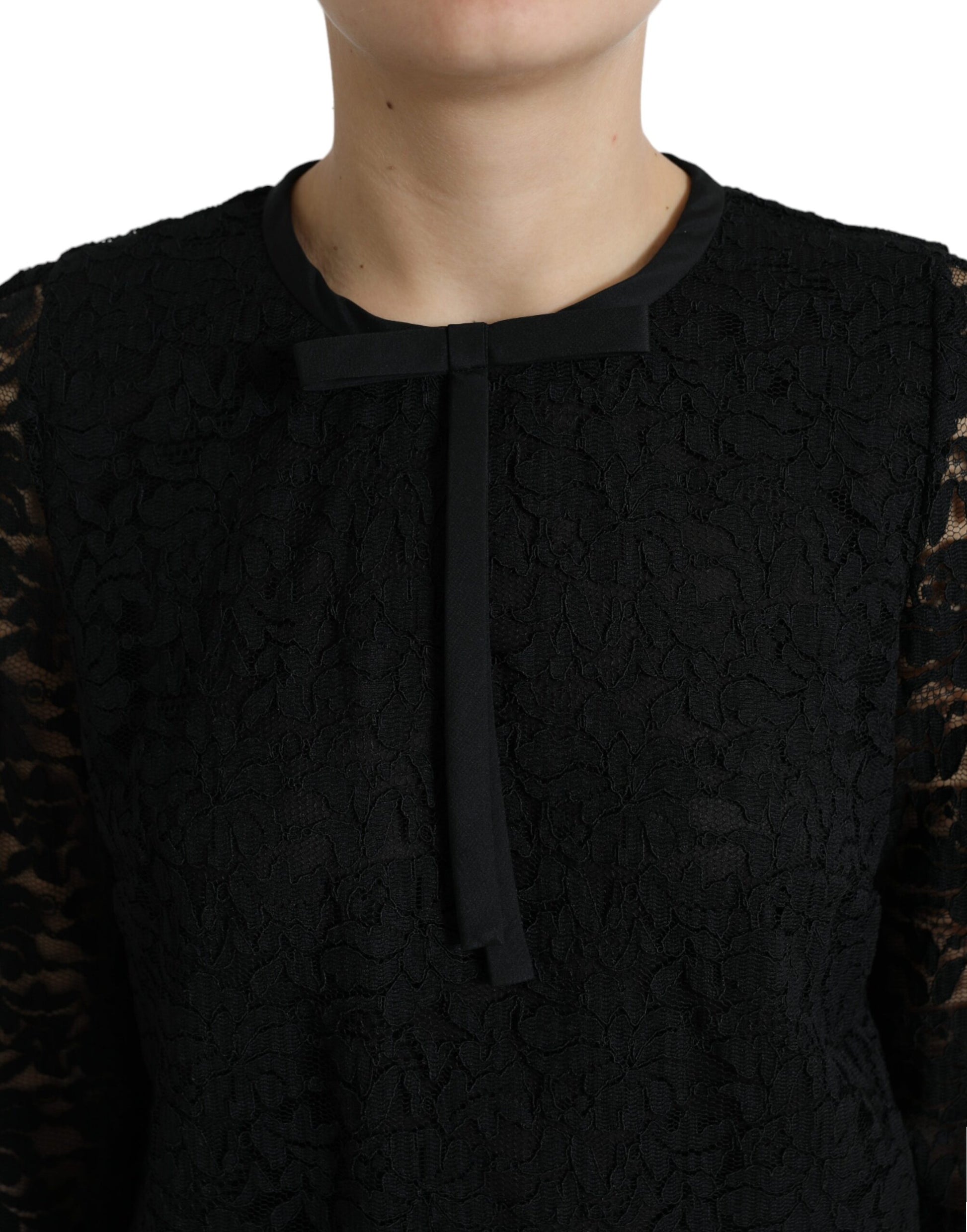 Blusa elegante de manga larga con encaje floral de Dolce &amp; Gabbana