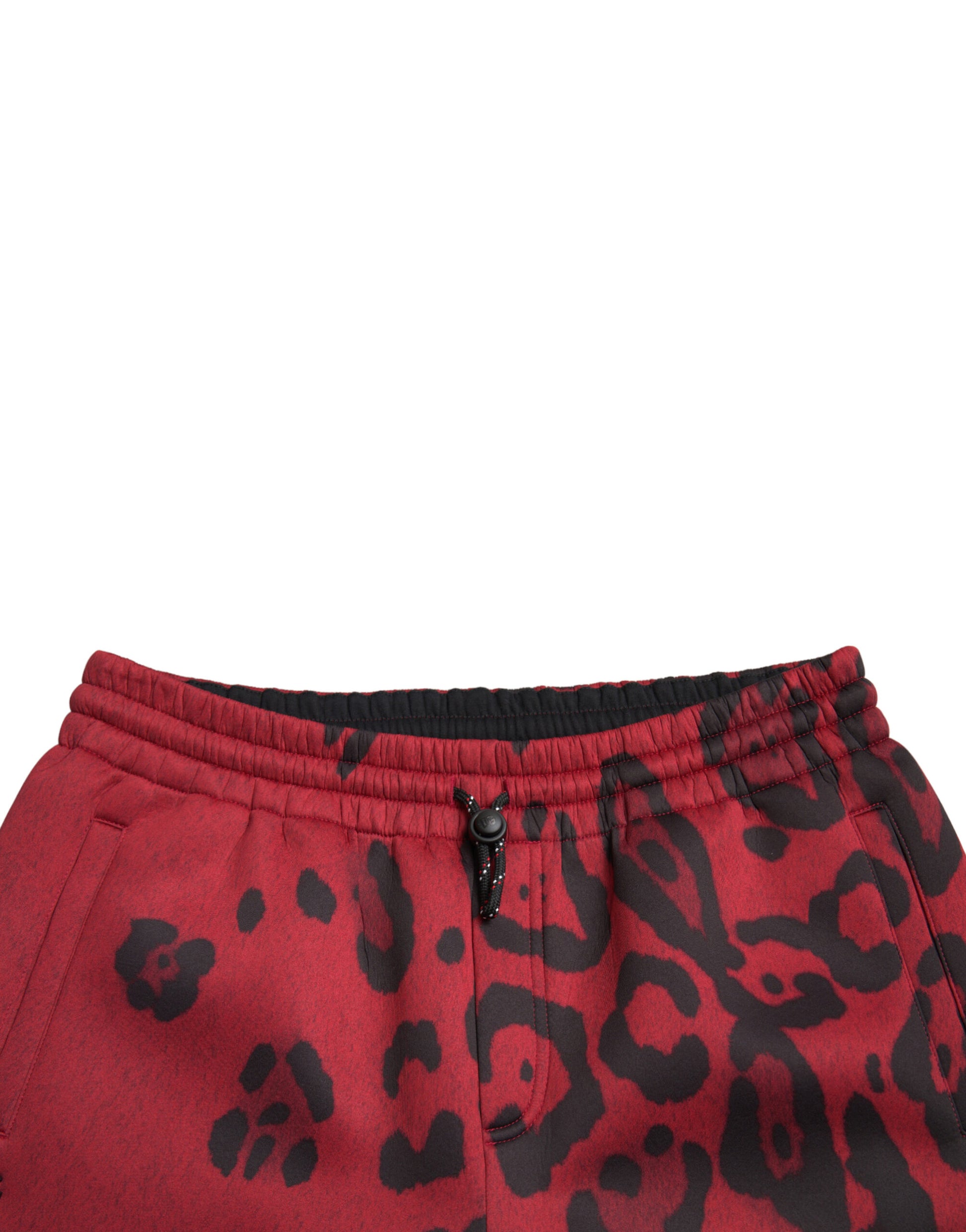 Pantalones deportivos elegantes con estampado de leopardo en rojo y negro de Dolce &amp; Gabbana