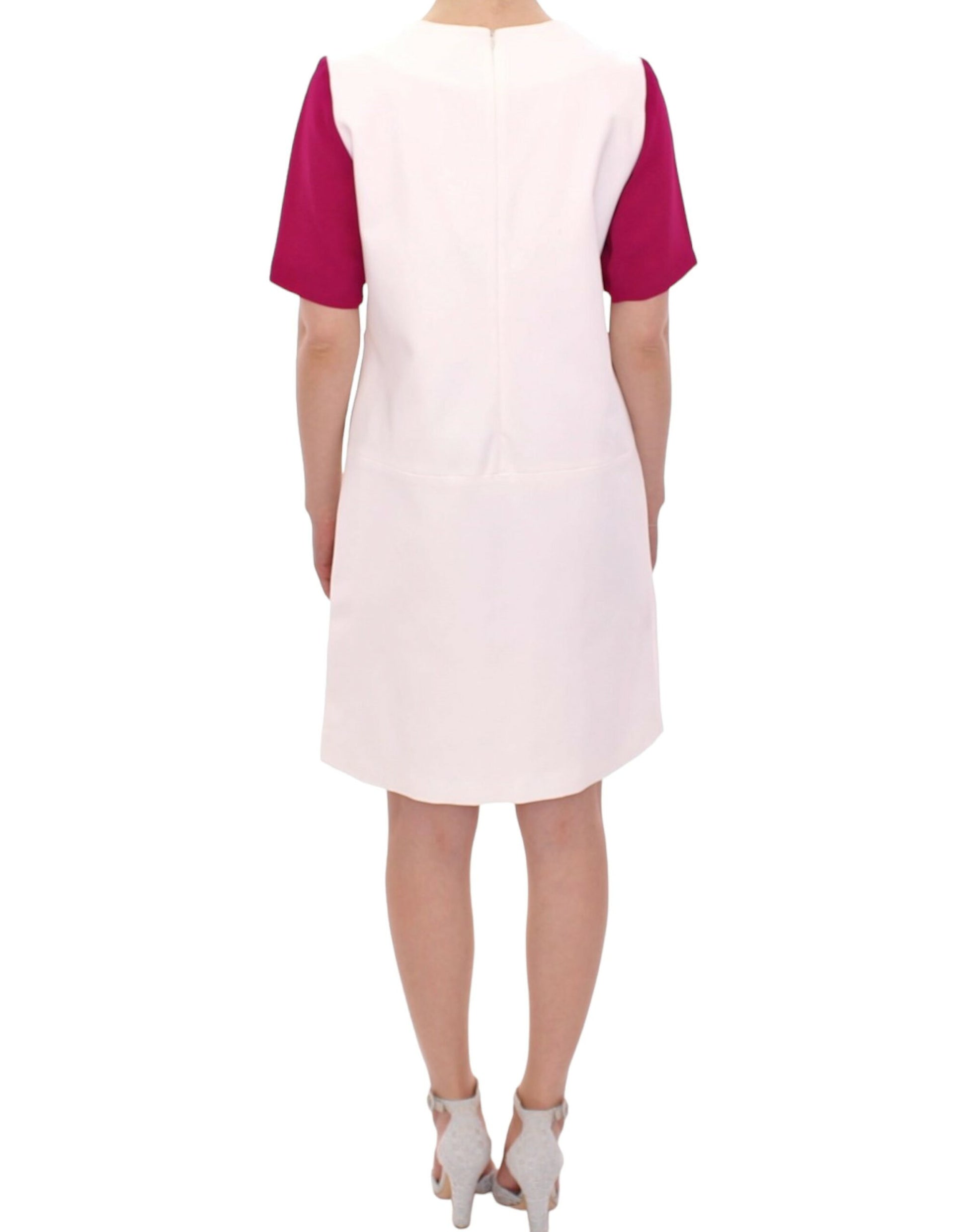 Vestido elegante estilo robot en blanco y rosa de CO|TE