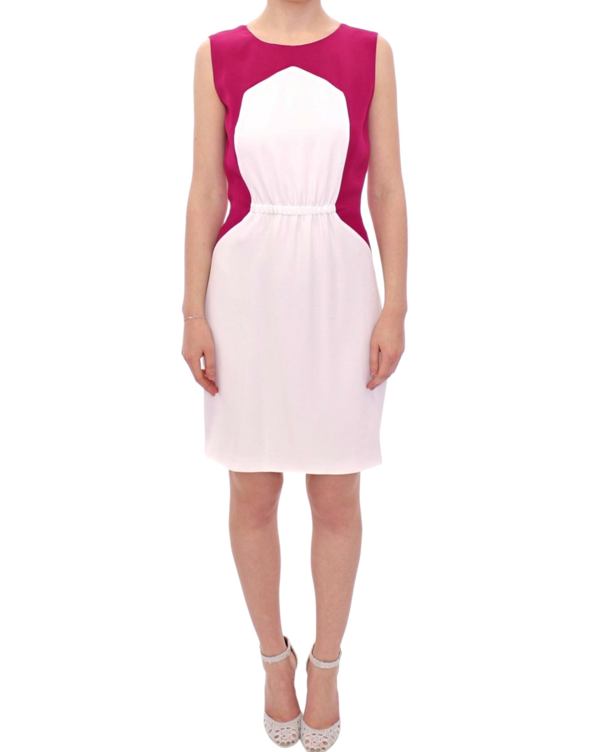 Vestido recto elegante rosa y blanco de CO|TE