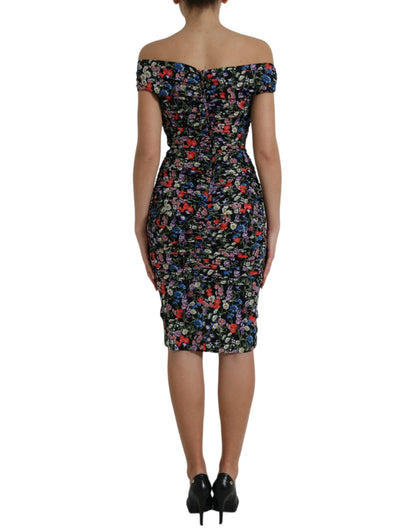 Vestido elegante con hombros descubiertos y estampado floral de Dolce &amp; Gabbana