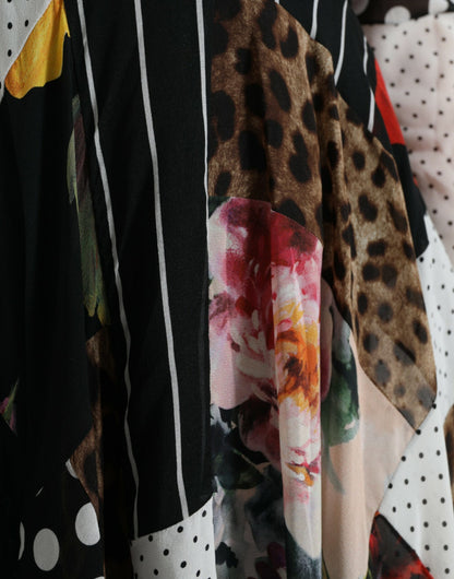 Vestido midi elegante de seda con patchwork de Dolce &amp; Gabbana